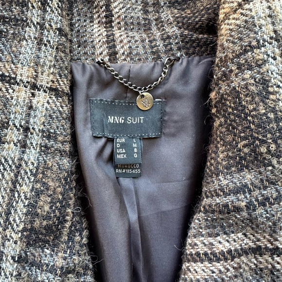 MNG Suit by Mango Plaid Belted Tweed Coat - Picture 6 of 7